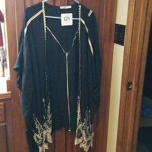 Infinity Raine Black W/Cream Embroidery Kimono